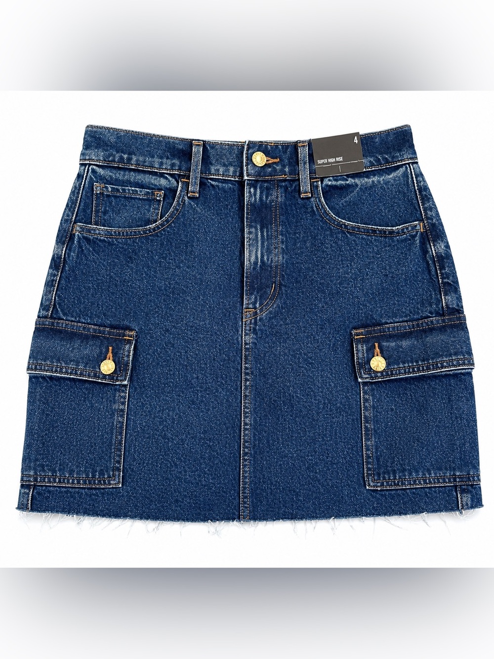 Express NWT Super High Rise Cargo Denim Mini Skirt Size 4 Dark Wash